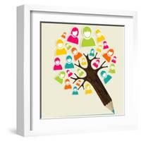 People Pencil Tree-cienpies-Framed Art Print