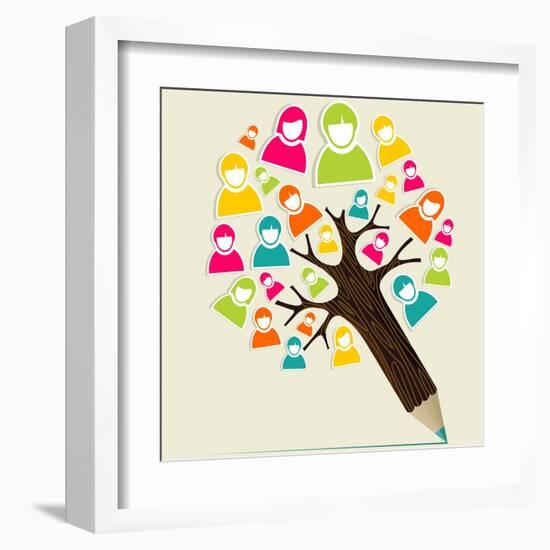 People Pencil Tree-cienpies-Framed Art Print