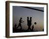 People Play Soccer at a Camp Set Up for Earthquake Survivors Left Homeless in Port-Au-Prince-null-Framed Photographic Print