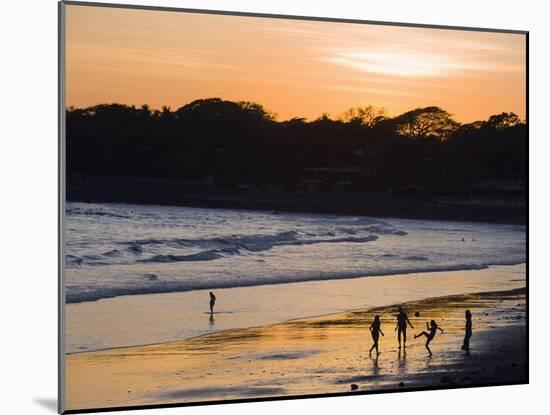 People Playing Football on the Beach at La Libertad, Pacific Coast, El Salvador, Central America-Christian Kober-Mounted Photographic Print