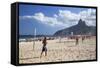 People Playing Tennis on Ipanema Beach at Dawn, Rio De Janeiro, Brazil, South America-Ian Trower-Framed Stretched Canvas