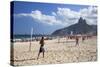 People Playing Tennis on Ipanema Beach at Dawn, Rio De Janeiro, Brazil, South America-Ian Trower-Stretched Canvas