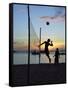 People Playing Volley Ball on White Beach at Sunset, Boracay, Philippines-Ian Trower-Framed Stretched Canvas