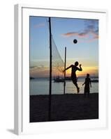 People Playing Volley Ball on White Beach at Sunset, Boracay, Philippines-Ian Trower-Framed Photographic Print