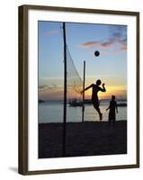 People Playing Volley Ball on White Beach at Sunset, Boracay, Philippines-Ian Trower-Framed Photographic Print