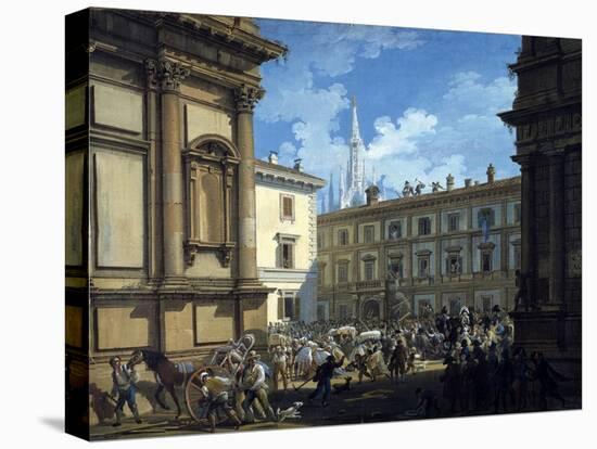 People Plundering Minister Prina's House in Piazza San Fedele in Milan, April 20, 1814-Giovanni Migliara-Stretched Canvas