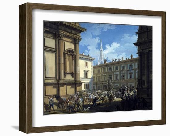 People Plundering Minister Prina's House in Piazza San Fedele in Milan, April 20, 1814-Giovanni Migliara-Framed Giclee Print