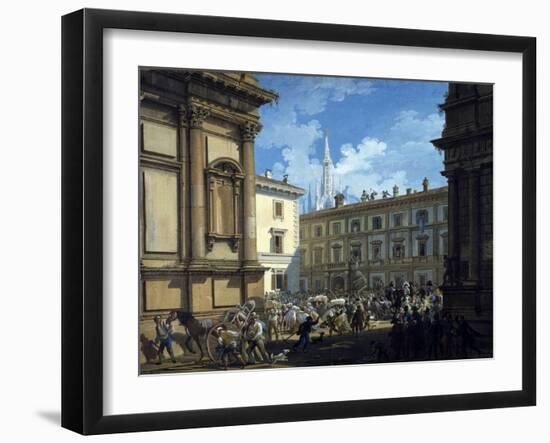 People Plundering Minister Prina's House in Piazza San Fedele in Milan, April 20, 1814-Giovanni Migliara-Framed Giclee Print