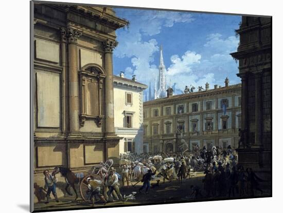 People Plundering Minister Prina's House in Piazza San Fedele in Milan, April 20, 1814-Giovanni Migliara-Mounted Giclee Print