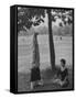 People Practicing Yoga in Central Park-null-Framed Stretched Canvas