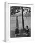 People Practicing Yoga in Central Park-null-Framed Photographic Print