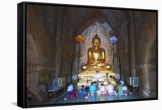 People Praying, Htilominlo Pahto Temple, Bagan (Pagan), Myanmar (Burma), Asia-Christian Kober-Framed Stretched Canvas