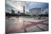 People Relaxing and Playing at People's Square after Work, Shanghai, China, Asia-Andreas Brandl-Mounted Photographic Print