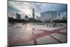 People Relaxing and Playing at People's Square after Work, Shanghai, China, Asia-Andreas Brandl-Mounted Photographic Print