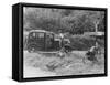 People Relaxing by a Signpost with a 1935 Standard 10 Hp Car, Devon, (C1935)-null-Framed Stretched Canvas