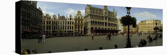 People Relaxing in a Market Square, Grand Place, Brussels, Belgium-null-Stretched Canvas