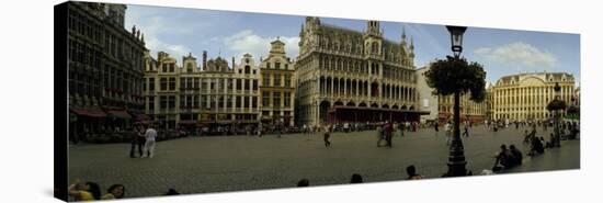 People Relaxing in a Market Square, Grand Place, Brussels, Belgium-null-Stretched Canvas