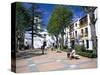 People Relaxing in Church Square in Front of the El Salvador Church-Pearl Bucknall-Stretched Canvas