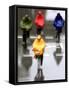People Ride a Bicycles in the Heavy Rain-null-Framed Stretched Canvas