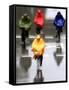 People Ride a Bicycles in the Heavy Rain-null-Framed Stretched Canvas