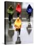 People Ride a Bicycles in the Heavy Rain-null-Stretched Canvas