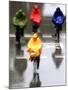 People Ride a Bicycles in the Heavy Rain-null-Mounted Photographic Print