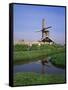 People Riding Bicycles, Zaanse Schans, Near Amsterdam, Holland-Roy Rainford-Framed Stretched Canvas