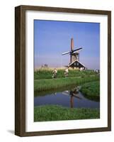 People Riding Bicycles, Zaanse Schans, Near Amsterdam, Holland-Roy Rainford-Framed Photographic Print