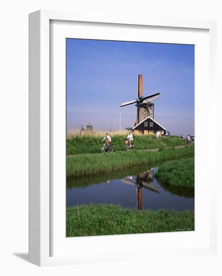 People Riding Bicycles, Zaanse Schans, Near Amsterdam, Holland-Roy Rainford-Framed Photographic Print