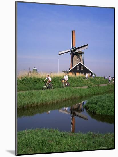 People Riding Bicycles, Zaanse Schans, Near Amsterdam, Holland-Roy Rainford-Mounted Photographic Print