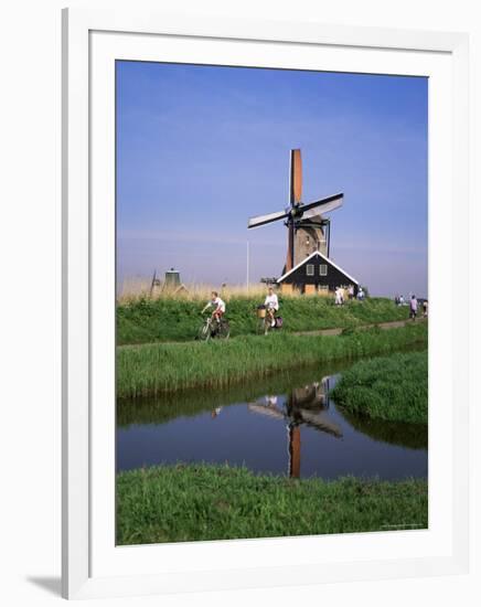 People Riding Bicycles, Zaanse Schans, Near Amsterdam, Holland-Roy Rainford-Framed Photographic Print