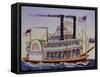 People Riding Excursion Steamer Mississippi-null-Framed Stretched Canvas