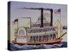 People Riding Excursion Steamer Mississippi-null-Stretched Canvas