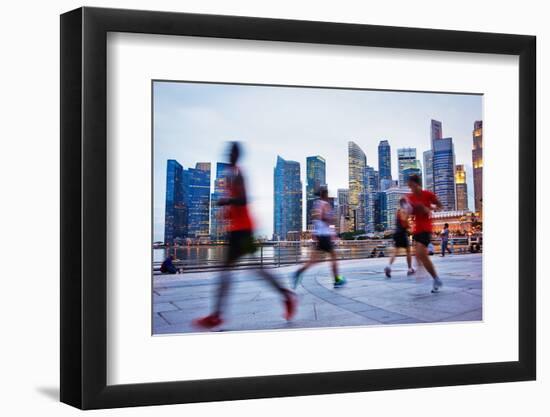 People Runing in the Evening in Singapore-joyfull-Framed Photographic Print