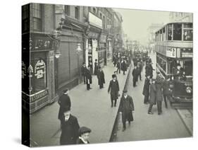 People Rushing to Get on a Trolley Bus at 7.05 Am, Tooting Broadway, London, April 1912-null-Stretched Canvas