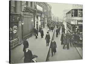 People Rushing to Get on a Trolley Bus at 7.05 Am, Tooting Broadway, London, April 1912-null-Stretched Canvas