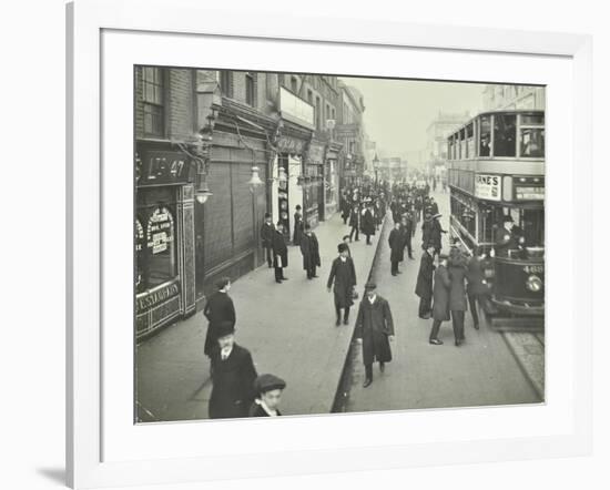 People Rushing to Get on a Trolley Bus at 7.05 Am, Tooting Broadway, London, April 1912-null-Framed Photographic Print