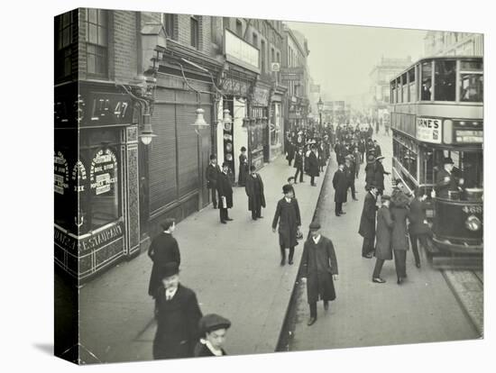 People Rushing to Get on a Trolley Bus at 7.05 Am, Tooting Broadway, London, April 1912-null-Stretched Canvas