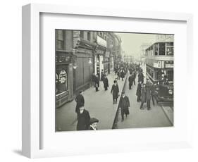 People Rushing to Get on a Trolley Bus at 7.05 Am, Tooting Broadway, London, April 1912-null-Framed Photographic Print