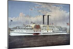 People's Line - Hudson River, from 'The Palace Steamers of the World' Series-Currier & Ives-Mounted Giclee Print