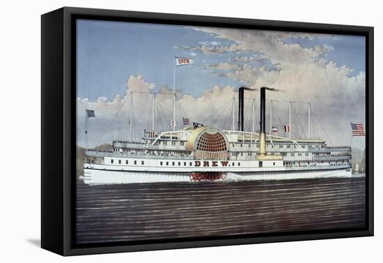 People's Line - Hudson River, from 'The Palace Steamers of the World' Series-Currier & Ives-Framed Stretched Canvas