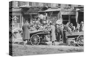 People Shopping around Push Cart-null-Stretched Canvas