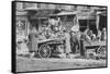 People Shopping around Push Cart-null-Framed Stretched Canvas