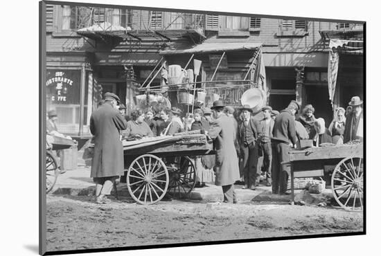 People Shopping around Push Cart-null-Mounted Photographic Print