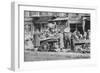 People Shopping around Push Cart-null-Framed Photographic Print