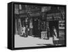 People Shopping at Small Jewish Businesses on a Street in the Jewish Quarter-null-Framed Stretched Canvas