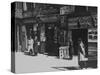 People Shopping at Small Jewish Businesses on a Street in the Jewish Quarter-null-Stretched Canvas