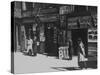 People Shopping at Small Jewish Businesses on a Street in the Jewish Quarter-null-Stretched Canvas