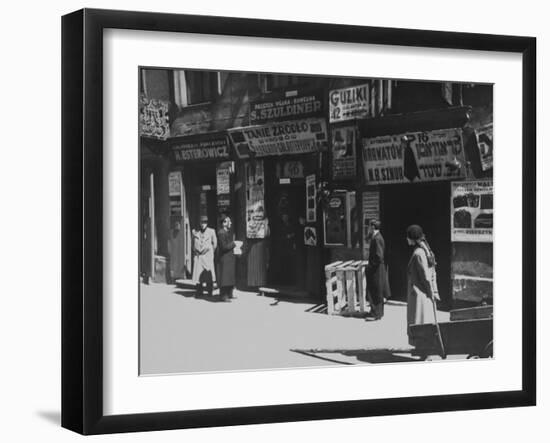 People Shopping at Small Jewish Businesses on a Street in the Jewish Quarter-null-Framed Photographic Print