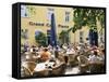 People Sitting at an Outdoor Cafe on Karlsplatz, Stuttgart, Baden Wurttemberg, Germany-Yadid Levy-Framed Stretched Canvas